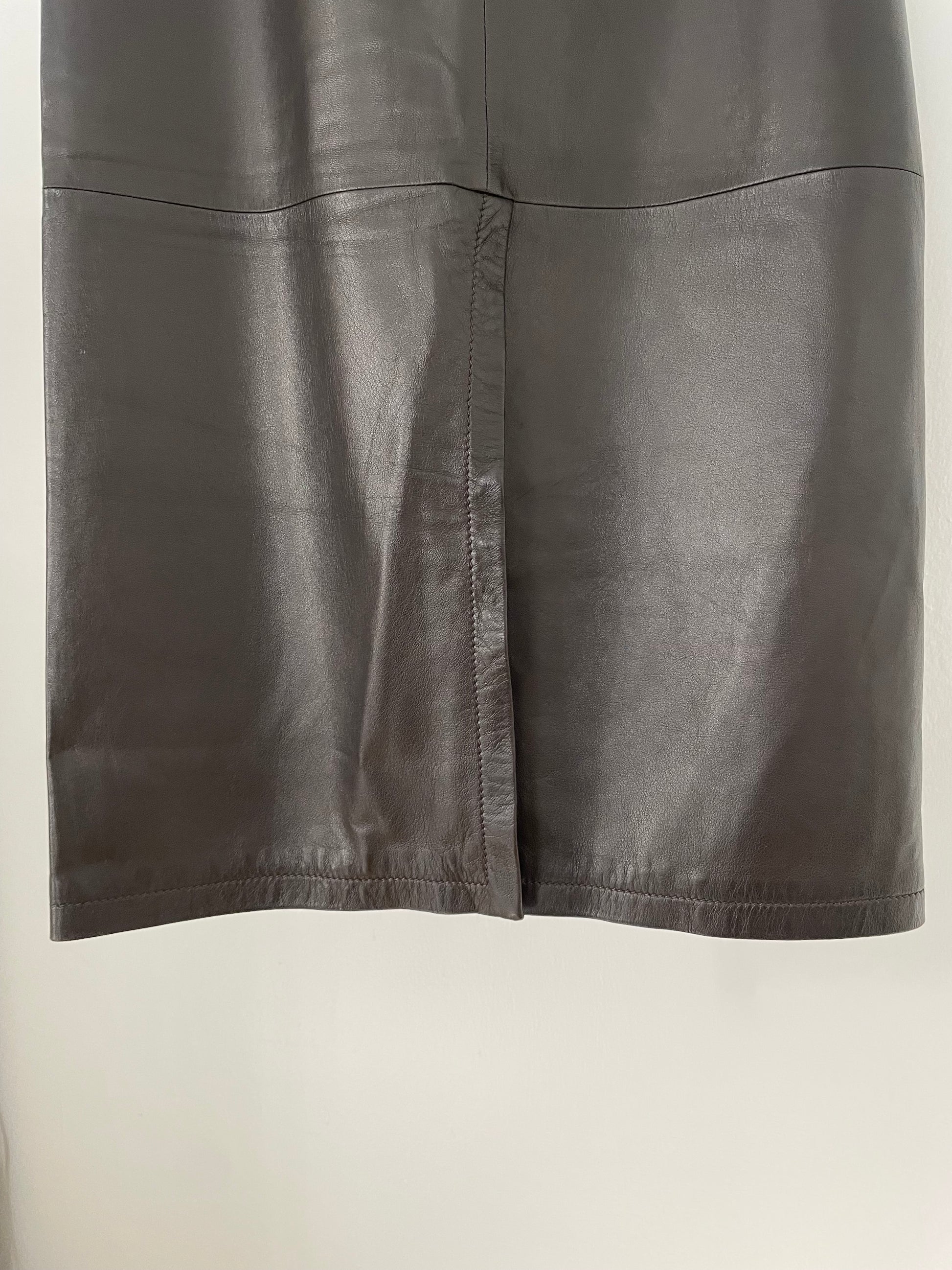 Armani Collezioni brown leather pencil skirt