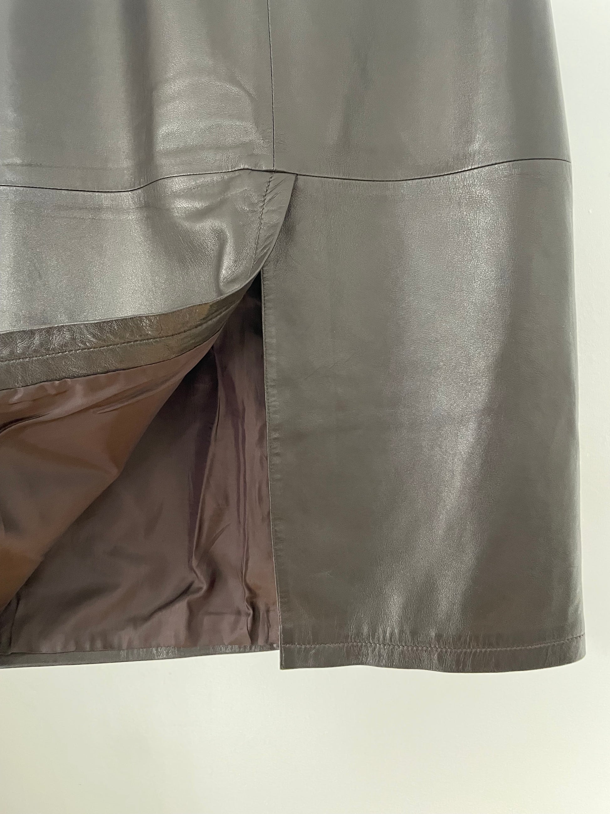 Armani Collezioni brown leather pencil skirt