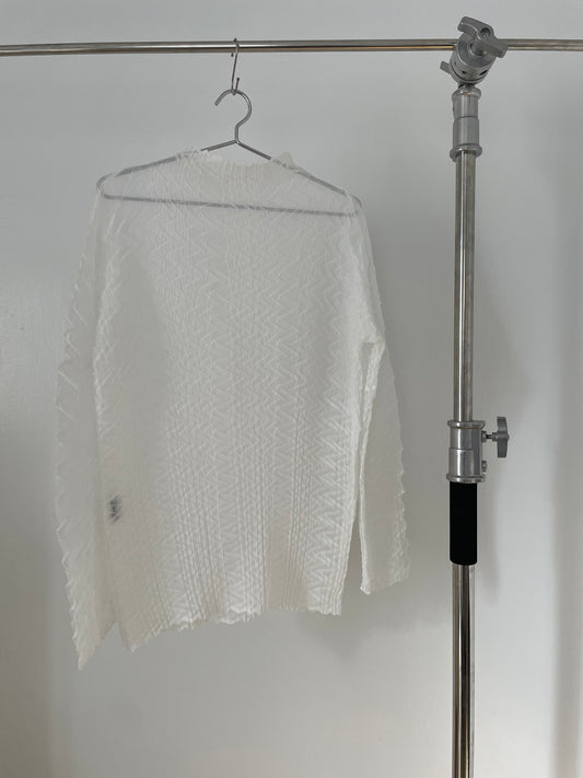 Issey Miyake Fete white sheer turtleneck