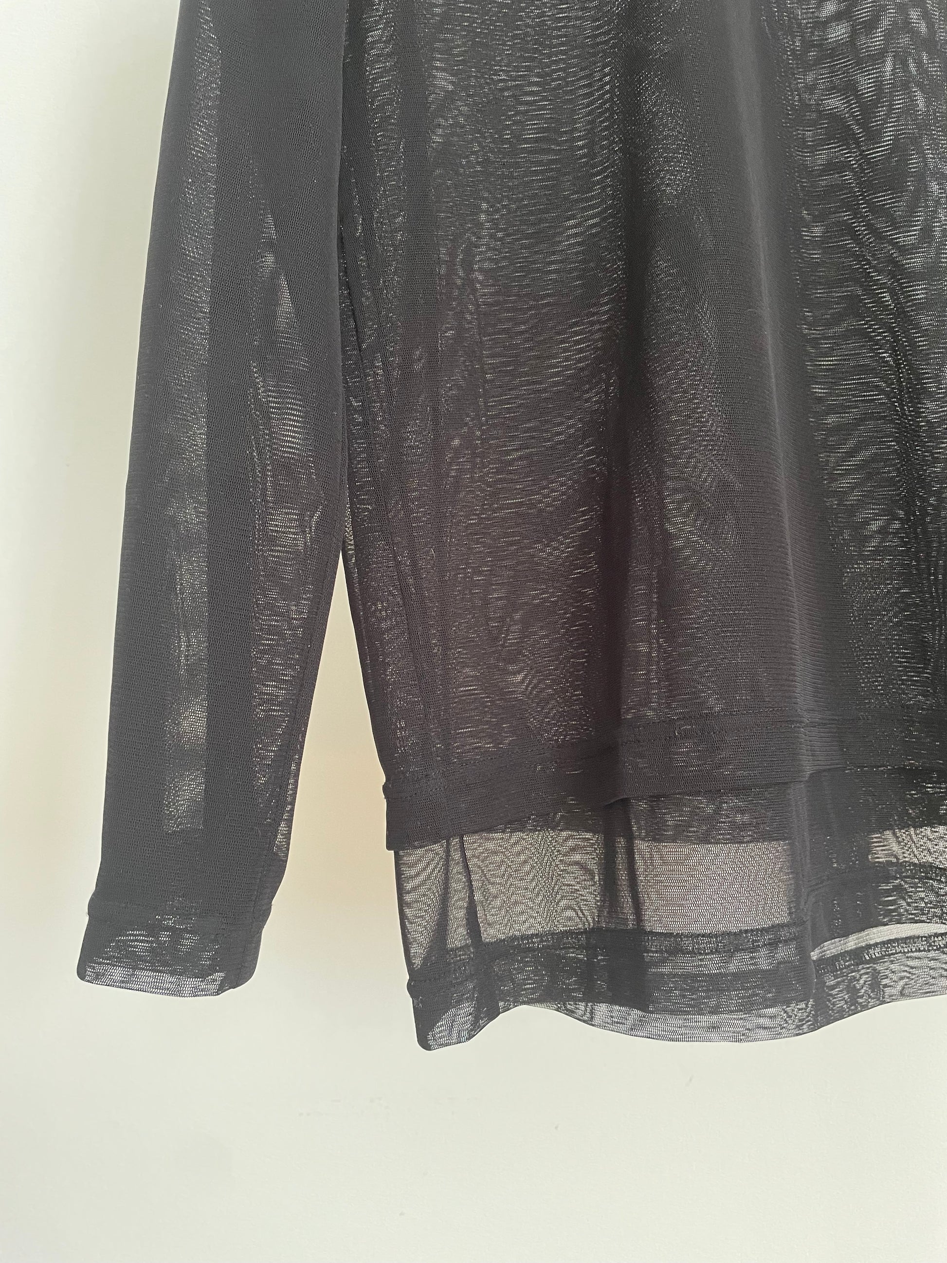 Comme des Garçons black long sleeve double layered mesh top