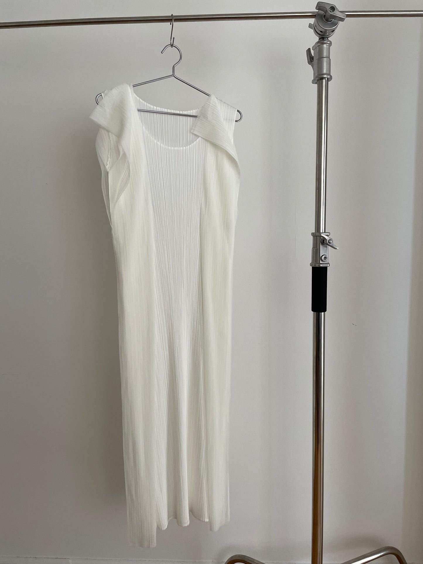 Pleats Please Issey Miyake white dress with mesh panels