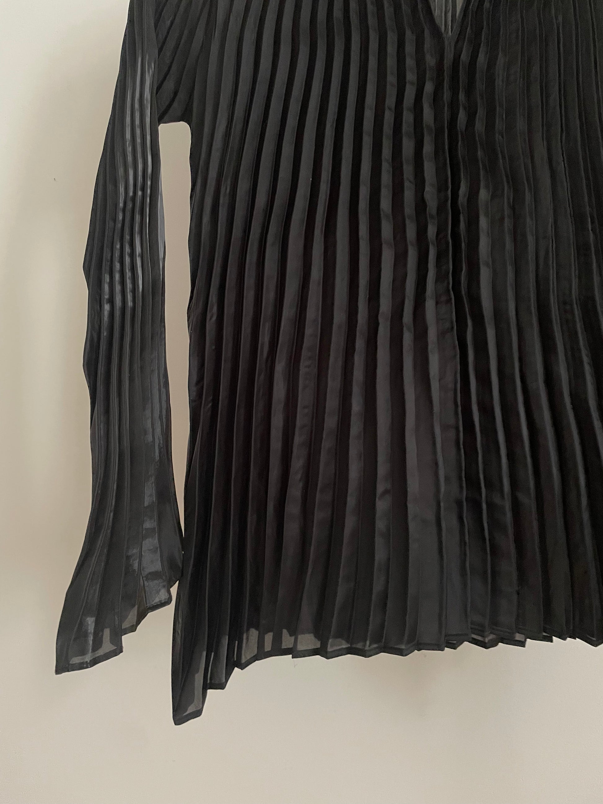 Vintage Issey Miyake black shiny pleated long sleeve top