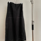 Front view of womens vintage Issey Miyake black skirt with white contrast stitch